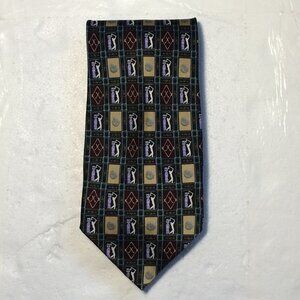 PGA Tour Golf Mens Necktie Tie 100 % Silk Multicolor Hand Sewn